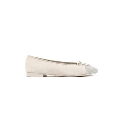 CHANEL GREY SUEDE BALLERINAS 